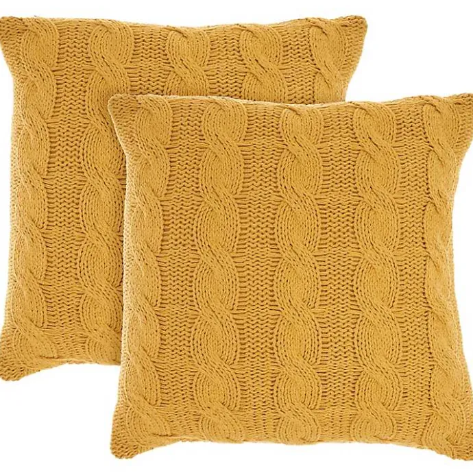Outlet Kirklands Home Dandelion Cable Knit Throw Pillows, Set of 2 Yellow