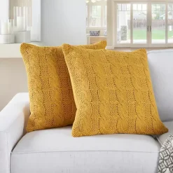Outlet Kirklands Home Dandelion Cable Knit Throw Pillows, Set of 2 Yellow
