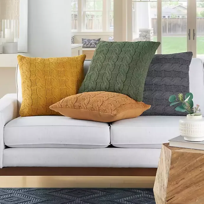 Outlet Kirklands Home Dandelion Cable Knit Throw Pillows, Set of 2 Yellow