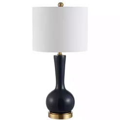 Sale Kirklands Home Dark Blue Glass Gaetna Table Lamp White
