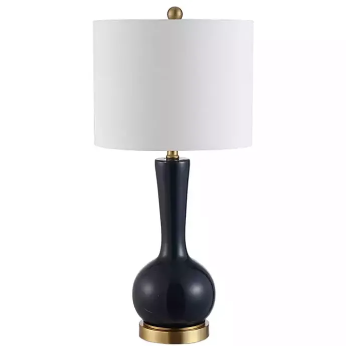 Sale Kirklands Home Dark Blue Glass Gaetna Table Lamp White