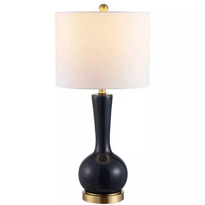 Sale Kirklands Home Dark Blue Glass Gaetna Table Lamp White