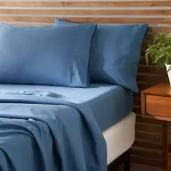 Best Kirklands Home Dark Microfiber 4-pc. King Sheet Set Blue