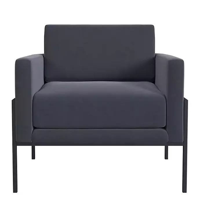Discount Kirklands Home Dark Velvet Black Metal Accent Chair Blue