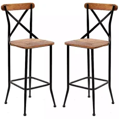 Discount Kirklands Home Dark Bronze and Pine Wood Bar Stools, Set of 2 Brown