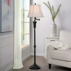 Best Kirklands Home Dark Bronze Madison Swing Arm Floor Lamp White