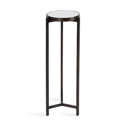 Kirklands Home Dark Bronze Mirrored Tabletop Aguilar Drink Table Brown