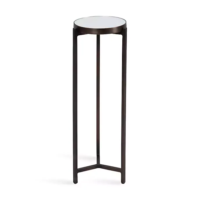 Kirklands Home Dark Bronze Mirrored Tabletop Aguilar Drink Table Brown
