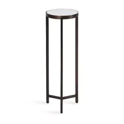 Kirklands Home Dark Bronze Mirrored Tabletop Aguilar Drink Table Brown