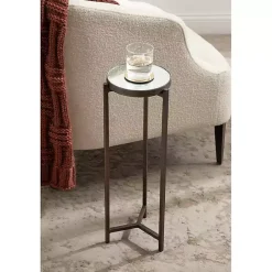 Kirklands Home Dark Bronze Mirrored Tabletop Aguilar Drink Table Brown