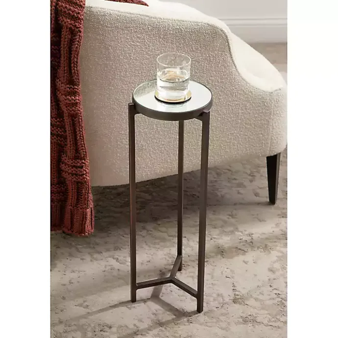 Kirklands Home Dark Bronze Mirrored Tabletop Aguilar Drink Table Brown