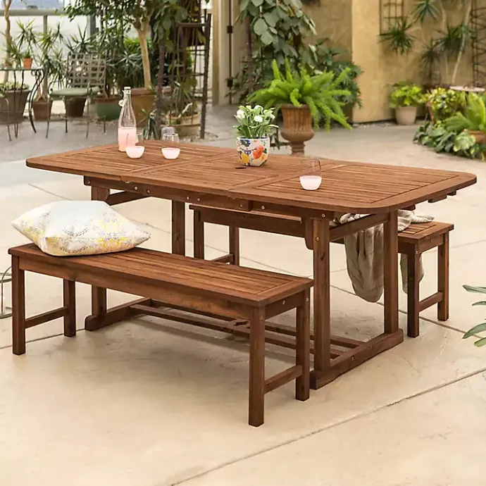 Best Kirklands Home Dark Acacia Wood 3-pc. Outdoor Dining Set Brown