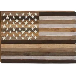 Online Kirklands Home Dark American Flag Wooden Wall Sculpture Brown