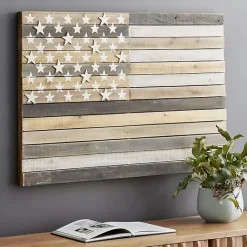 Online Kirklands Home Dark American Flag Wooden Wall Sculpture Brown