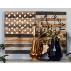 Online Kirklands Home Dark American Flag Wooden Wall Sculpture Brown
