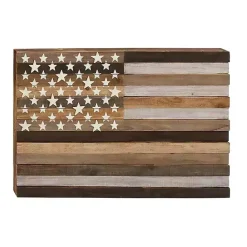Online Kirklands Home Dark American Flag Wooden Wall Sculpture Brown
