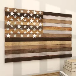 Online Kirklands Home Dark American Flag Wooden Wall Sculpture Brown