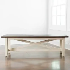 Hot Kirklands Home Dark Brown and Jackson Dining Bench Ivory