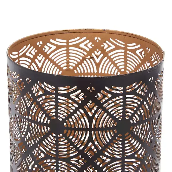 Hot Kirklands Home Dark Pierced Metal Candle Holders, Set of 3 Brown