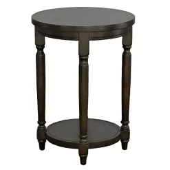 Discount Kirklands Home Dark Round Charging Accent Table Brown