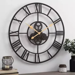 Clearance Kirklands Home Dark Brown Rutherford Gears Wall Clock