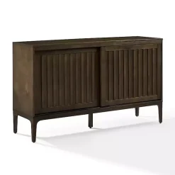Online Kirklands Home Dark Slatted Sliding Door Sideboard Brown