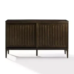 Online Kirklands Home Dark Slatted Sliding Door Sideboard Brown