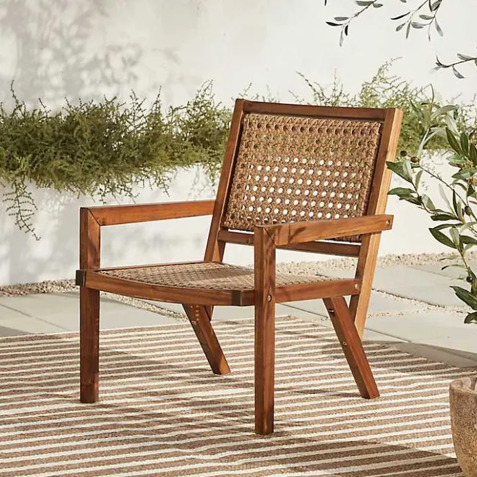 Kirklands Home Dark Brown Wood and Rattan Outdoor Chair