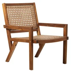 Kirklands Home Dark Brown Wood and Rattan Outdoor Chair