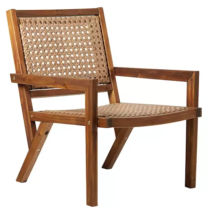 Kirklands Home Dark Brown Wood and Rattan Outdoor Chair
