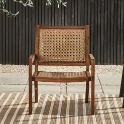 Kirklands Home Dark Brown Wood and Rattan Outdoor Chair