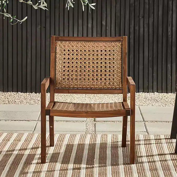 Kirklands Home Dark Brown Wood and Rattan Outdoor Chair