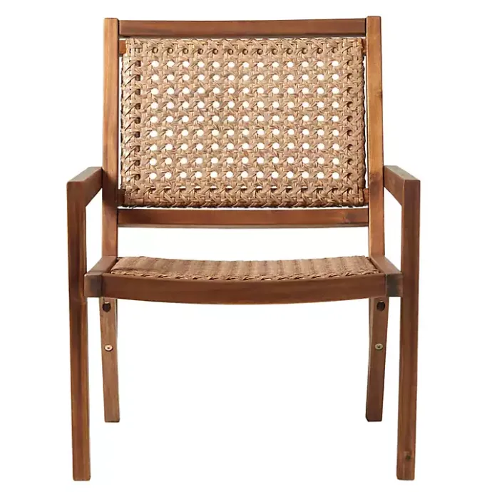 Kirklands Home Dark Brown Wood and Rattan Outdoor Chair