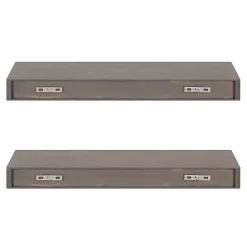 Outlet Kirklands Home Dark Brown Wood Floating Shelves, Set of 2