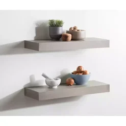 Outlet Kirklands Home Dark Brown Wood Floating Shelves, Set of 2