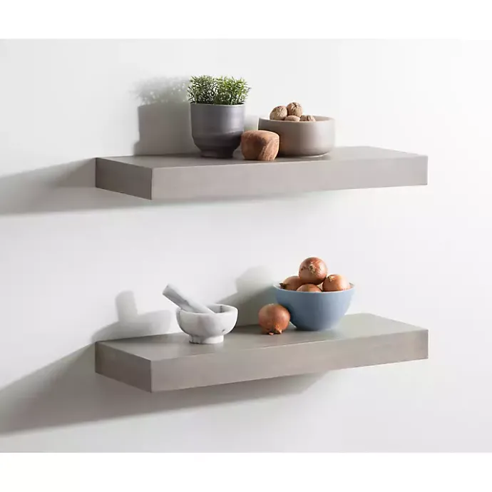 Outlet Kirklands Home Dark Brown Wood Floating Shelves, Set of 2