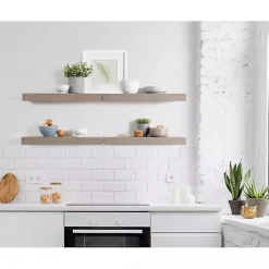 Outlet Kirklands Home Dark Brown Wood Floating Shelves, Set of 2