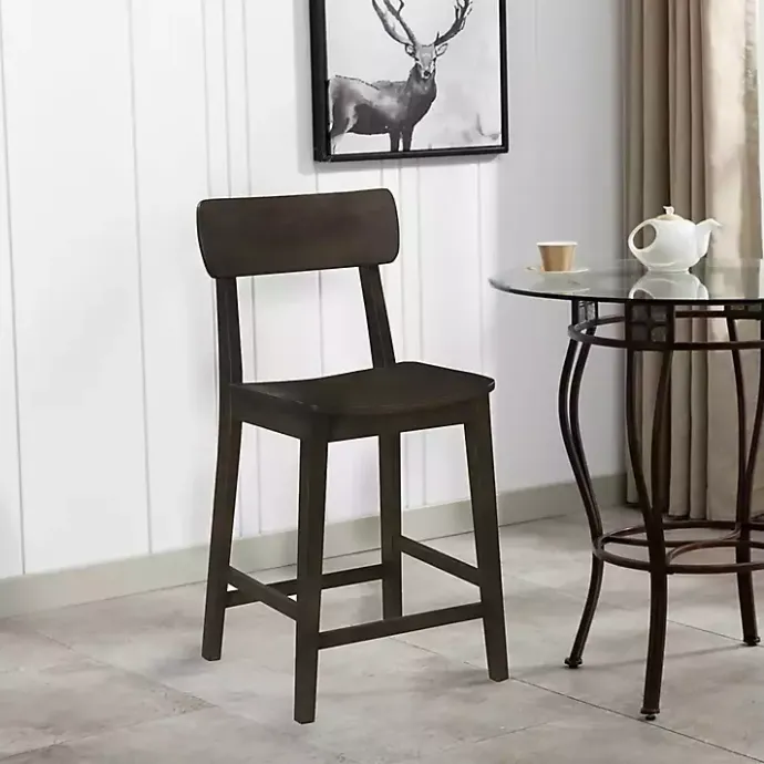 Hot Kirklands Home Dark Wood Open Back Counter Stool Brown