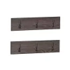 Clearance Kirklands Home Dark Brown Wooden 3-Hook Coat Racks, Set of 2