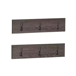 Clearance Kirklands Home Dark Brown Wooden 3-Hook Coat Racks, Set of 2