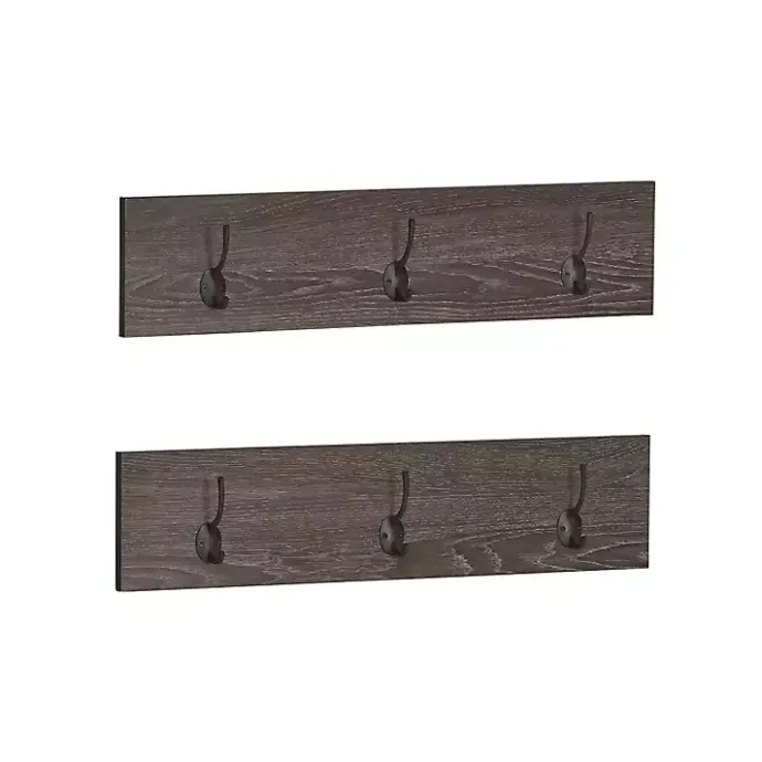 Clearance Kirklands Home Dark Brown Wooden 3-Hook Coat Racks, Set of 2