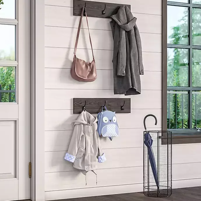 Clearance Kirklands Home Dark Brown Wooden 3-Hook Coat Racks, Set of 2