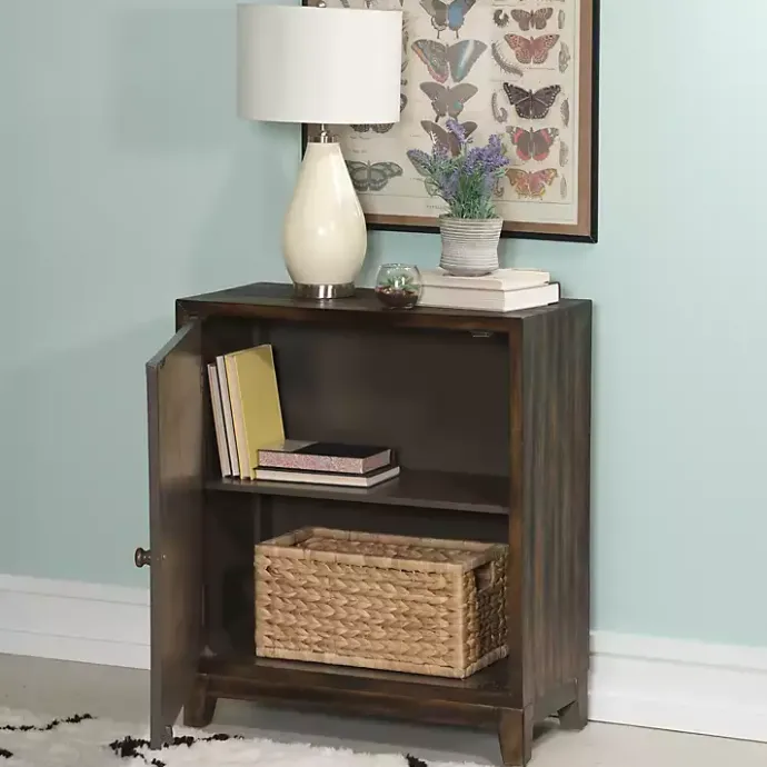 Hot Kirklands Home Dark Chestnut Medallion Carved Cabinet Brown