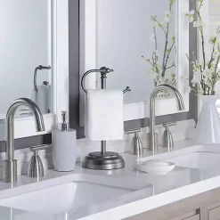 Best Kirklands Home Dark Chrome Hook Countertop Towel Holder Gray