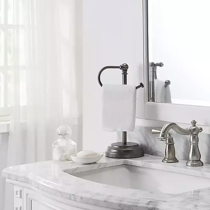 Best Kirklands Home Dark Chrome Hook Countertop Towel Holder Gray