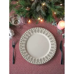 Discount Kirklands Home Dark Cream Plume Border Chargers, Set of 4 Ivory