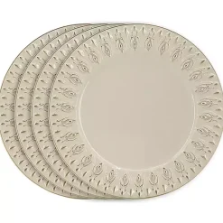 Discount Kirklands Home Dark Cream Plume Border Chargers, Set of 4 Ivory