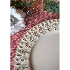 Discount Kirklands Home Dark Cream Plume Border Chargers, Set of 4 Ivory