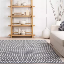 Best Kirklands Home Dark Gray and Ivory Dainty Diamond Area Rug, 8x10