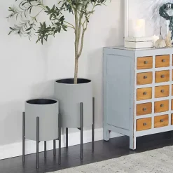 Sale Kirklands Home Dark Barrel 2-pc. Planter Set Gray